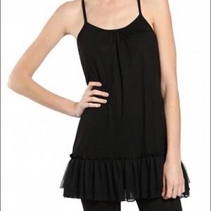 NWT AREVE slip tunic top dress, black Ruffle Hem